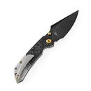 Kansept Knives K1034A1 Folding Knife 3.48in Black Stonewashed S35VN Blade Titanium / Shred Carbon Fiber Handles