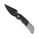Kansept Knives K1034A1 Folding Knife 3.48in Black Stonewashed S35VN Blade Titanium / Shred Carbon Fiber Handles