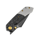 Kansept Knives K1034A1 Folding Knife 3.48in Black Stonewashed S35VN Blade Titanium / Shred Carbon Fiber Handles