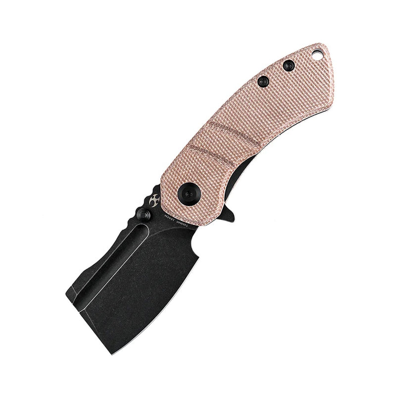 Kansept Knives Korvid Medium KOCH Designed Folding Knife 2.45in 154CM Steel Blade Brown Micarta Handles