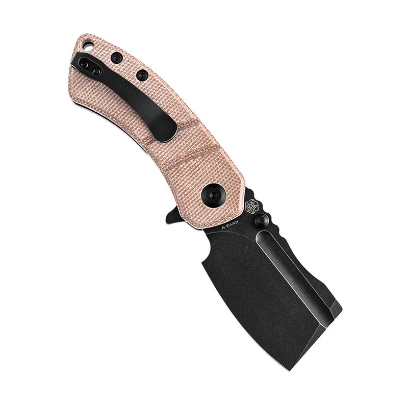 Kansept Knives Korvid Medium KOCH Designed Folding Knife 2.45in 154CM Steel Blade Brown Micarta Handles