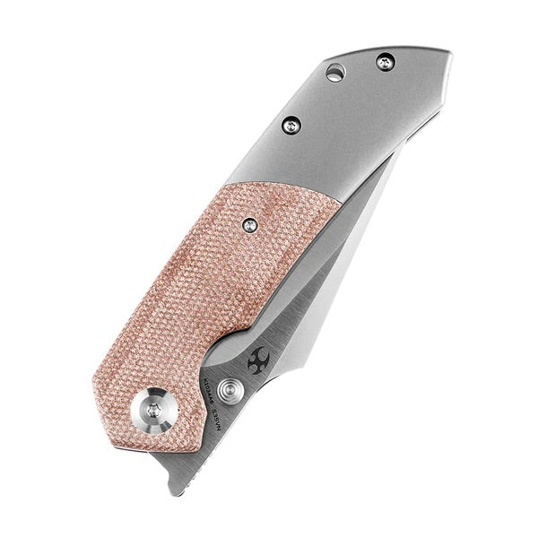 Kansept Knives Fenrir K1034A6 Folding Knife 3.48in S35VN Blade Titanium / Brown Micarta Handles