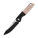 Kansept Warrior T1005S5 – 3.47" Black TiCN-Coated & Stonewashed D2 Drop Point Blade, Brown Micarta Handle with Black Anodized Aluminum Bolster