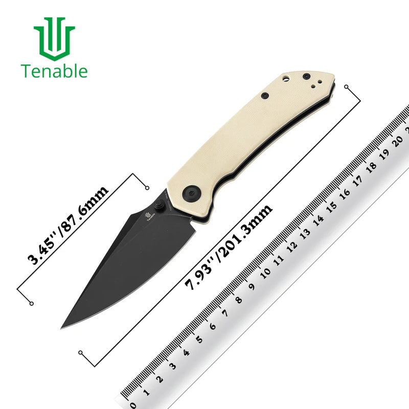 Tenable Fenrir T1034V11 – Ivory White G10, 3.48" Blackwashed Nitro-V Blade, Sparrow Knife Co. Design