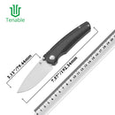 Tenable Raven T2109V1 – 3.14" Stonewashed 14C28N Drop Point Blade, Twill Carbon Fiber Laminate over G10 Handle, Crossbar Lock – Designed by Black Bird Blades