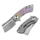Kansept Mini Korvid 1.45" Stonewashed CPM-S35VN Gradient Titanium Handle With Dimples Plain K3030A5