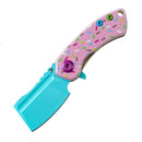 Kansept Mini Korvid-Only Sell outside of US 1.45" Stonewashed 154CM G10 and Pink Donut Print Blue Pink T3030B1