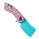 Kansept Mini Korvid-Only Sell outside of US 1.45" Stonewashed 154CM G10 and Pink Donut Print Blue Pink T3030B1