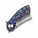 Kansept Mini Korvid 4.15" Damascus Lightning Strike Anodized Titanium Gradient K3030D1