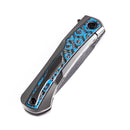 Kansept Kratos 3.79" Damascus Titanium,Blue Rose Pattern Carbon Fiber K1024A4