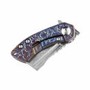 Kansept Mini Korvid 4.15" Damascus Lightning Strike Anodized Titanium Gradient K3030D1
