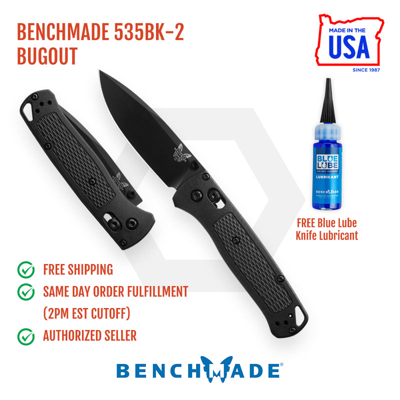 Benchmade Bugout 535BK-2 CF-Elite Handle Folding Knife 3.24in Carbon Coated S30V Steel Blade