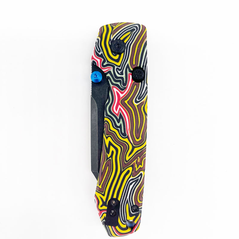 Vosteed Raccoon 14C28N Blackwash Bowie Blade Arcade Pattern G10 Handle