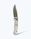 Benchmade Taggedout 15536GN-01 front view – 3.5″ Elmax clip point folding hunting knife, tan Grivory