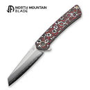 North Mountain Echo Sheepsfoot 3.5" Red & White Ceramic Carbon Fiber Handle&Clip Smooth Flippers