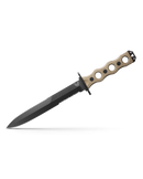 Benchmade 185SBK-1 SOCP Fixed Blade Knife 7.11in Black Double Edge Combo Dagger Blade Desert Tan G10 Handles