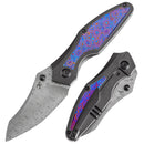 Kansept Baba Yaga 3.06" Damascus Blackwash Titanium + Timascus Inlay + Timascus Clip Blue K1074A8