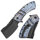 Kansept XL Korvid 3.55" CPM S35VN Titanium with Lightning Strike Finish Black Purple Blue K1030A11