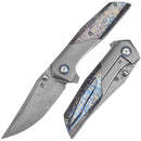 Kansept Deadite 3.52" Clip point Beadblasted Titanium + Titanium with Lightning Strike Finish Plain Blue K1081A2