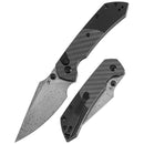 Kansept Fenrir 3.45" Damascus Twill Carbon Fiber+Black Stonewashed Aluminium Black K1034S6