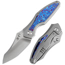 Kansept Baba Yaga 3.06" CPM 20CV Bead Blasted Titanium + Timascus Inlay Blue K1074A7