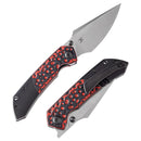 Kansept  Fenrir (Left-handed) 3.48" Stonewashed CPM-S35VN Black Stonewashed Titanium + Red Black G10 K1034L2