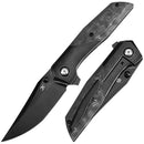 Kansept Deadite  CPM S35VN Blackwash Titanium with Rose Pattern Carbon Fiber Black K1081A6