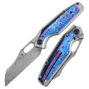Kansept Tuckamore 3.54" Damascus Plain Purple Titanium + Timascus K1052A7