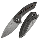 Kansept ODD 21 3.08" Damascus lackwash Titanium with Bronze Anodized Holes Black K1077A3