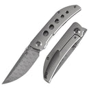Kansept Tarkin 3.42" Damascus Bead Blasted Titanium with Holes Gray K1078A5
