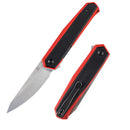 Kansept Integra T1042A3 – 3.63" Stonewashed 154CM Drop Point Blade, Red & Black G10 Handle, Liner Lock – Designed by JK Knives