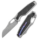 Kansept Tuckamore 3.54" Damascus Titanium + Shred Carbon Fiber Gray K1052A5