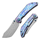 Kansept Tipper 3.38" Damascus Titanium with Lightning Strike Finish Blue Purple K1079A3