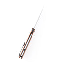 Kansept Prickle T1012A5 – 3.53" Black TiCN-Coated 154CM Drop Point Blade, Brown Micarta Handle, Liner Lock – Designed by Max Tkachuk