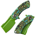 Kansept Mini Korvid 1.45" Grenn Coated 154CM Green G10 Green Undead Print T3030B2