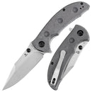 Tenable Rei T1061A3 – 3.3" Stonewashed 14C28N Blade, Black Micarta Handle with Dimples and Liner Lock