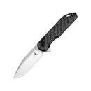 Kizer Assassin Button Lock Folding Knife 3in 154cm Blade Twill Carbon Fiber & G10 Handles V3549C3