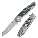 Kansept Cru 3.46" Damascus Plain Titanium & Artic Storm Fatcarbon Plain Blue-K1092A3