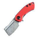 Kansept Mini Korvid 1.45" Damascus with Red Anodized Aluminum Handles - T3030P2