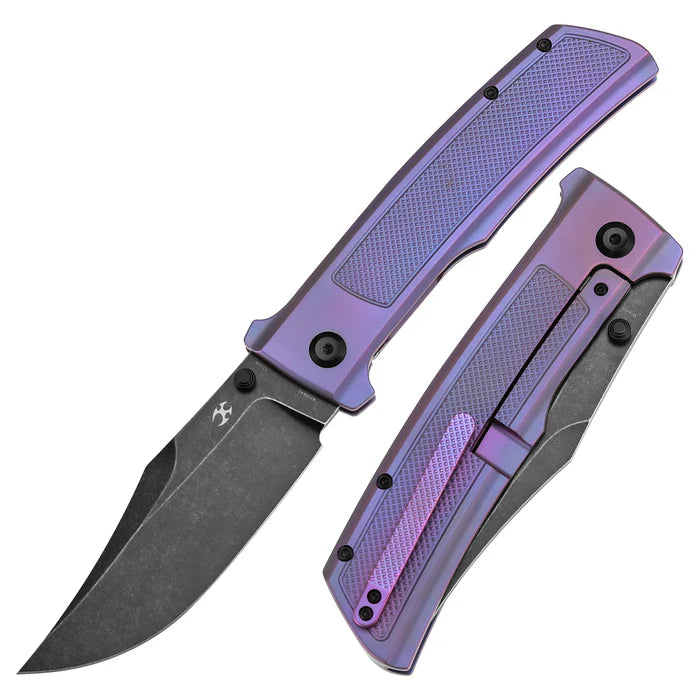 Bison Blackwash CPM S35VN Purple Anodized Titanium with Frag Pattern