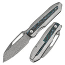 Thunderhead Damascus Stonewashed Titanium with Artic Storm Carbon Fiber
