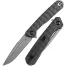 Kansept Qilin 3.43" Damascus Black Rose Carbon Fiber Handles - K1047A2