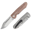 Kansept Superhawk 3.89'' CPM-S35VN Stonewashed Titanium & Brown Micarta-K1084B1