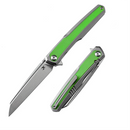 Kansept Arcus K1046A2 – 3.43" Stonewashed CPM-S35VN Wharncliffe Blade, Stonewashed Titanium Handle with Grass Green G-10 Inlay