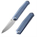 Kansept Integra K1042A3 – 3.63" Stonewashed M390 Drop Point Blade, Blue Anodized Titanium Handle, Frame Lock – Designed by JK Knives