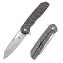 Kansept Shard K1006A15 – 3.48" Satin CPM-S35VN Reverse Tanto Blade, Tiger Stripe Flamed Titanium Handle, Frame Lock – Designed by Kim Ning