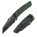 Kansept Main Street 3.36" Black Stonewashed 154CM Green Micarta T1015V6