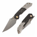 Kansept Fenrir 3.48" Damascus Beadblasted Titanium+ Shred Carbon Fiber Black K1034B1