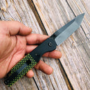 Kansept Warrior T1005T2 – Black TiCN/Stonewashed Tanto D2 Blade, Black & Green G10 Handle, Kim Ning Design