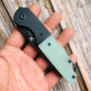 Kansept Warrior T1005T4 – Black TiCN/Stonewashed Tanto D2 Blade, Jade G10 Handle, Kim Ning Design
